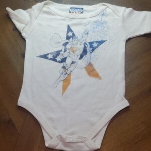 DC Comics Cream Bodysuit with Blue and Orange Superhero Design